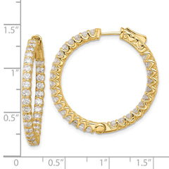 14K 2.9ct 58-2.3mm In/Out Hoop w/ Safety Clasp Diamond Earrings
