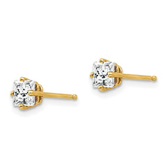 14k 4mm Princess Cut Cubic Zirconia Earrings