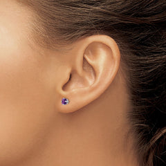 14k White Gold 4mm Princess Cut Amethyst Earrings