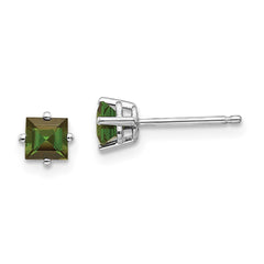 14k White Gold Green Tourmaline Earrings - 7