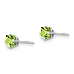 14k White Gold 4mm Square Step Cut Peridot Earrings