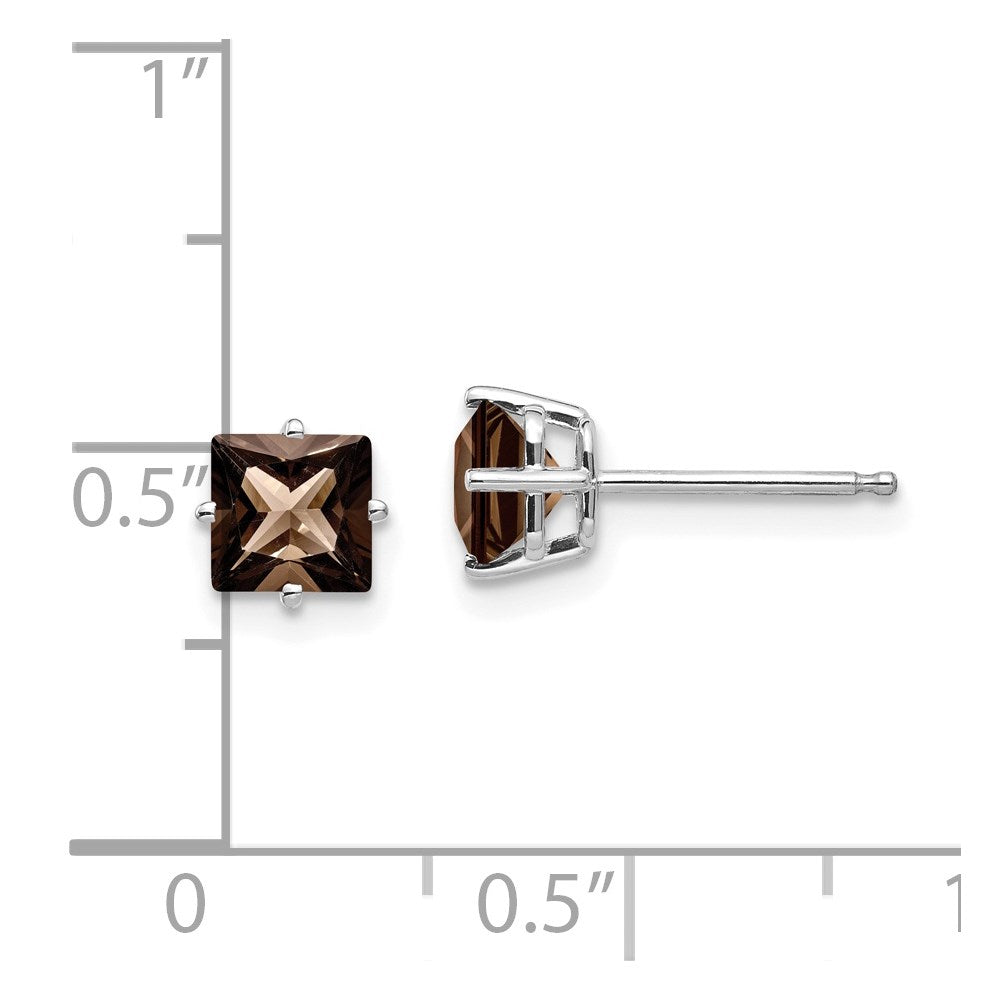 14kw 5mm Square Smoky Quartz Earrings