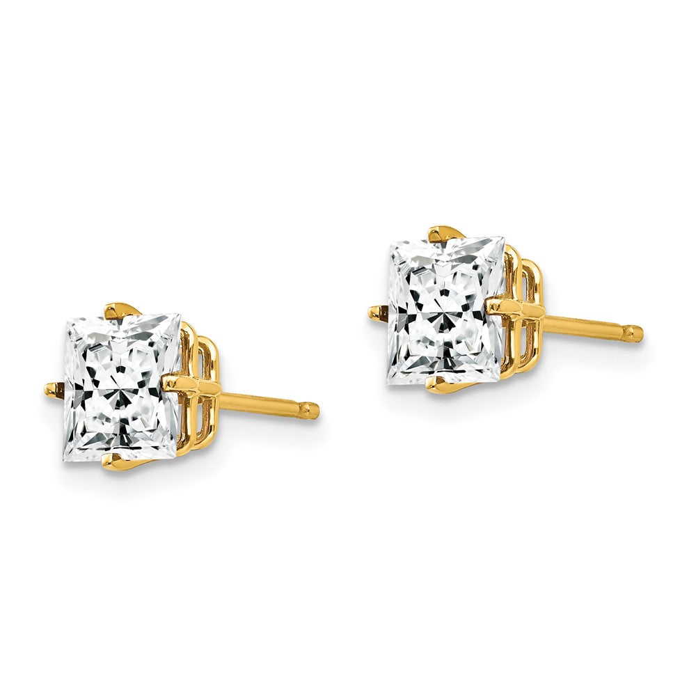 14k 6mm Princess Cut Cubic Zirconia Earrings