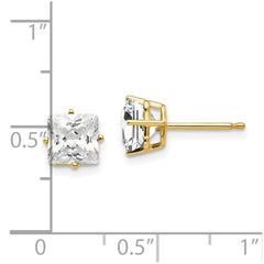 14k 6mm Princess Cut Cubic Zirconia Earrings