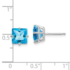 14k White Gold 7mm Square Earring Mounting