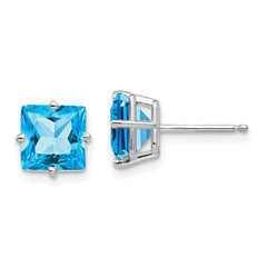 14k White Gold 7mm Square Earring Mounting