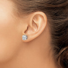 14k White Gold 7mm Cubic Zirconia Earrings - 2