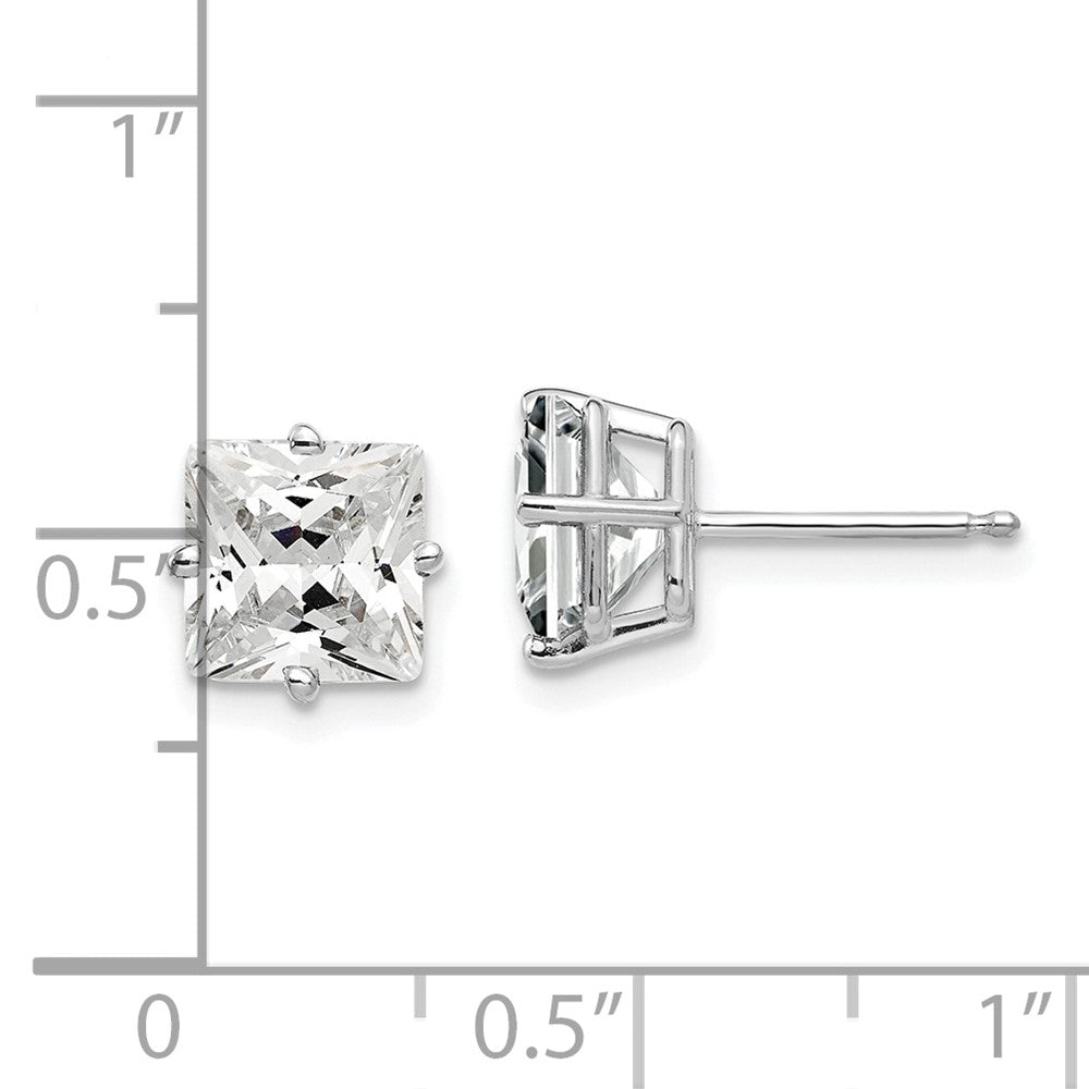 14k White Gold 7mm Cubic Zirconia Earrings - 2