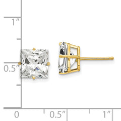 14k 8mm Princess Cut Cubic Zirconia Earrings