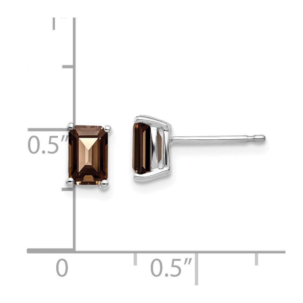 14kw 6x4mm Emerald Smoky Quartz Earrings
