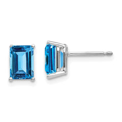 14k White Gold 7x5mm Emerald Earring Mounting