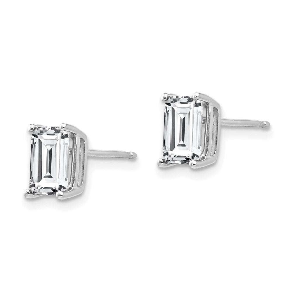 14k White Gold 7x5mm Radiant Cut Cubic Zirconia Earrings