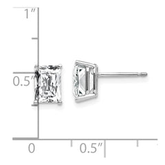 14k White Gold 7x5mm Radiant Cut Cubic Zirconia Earrings