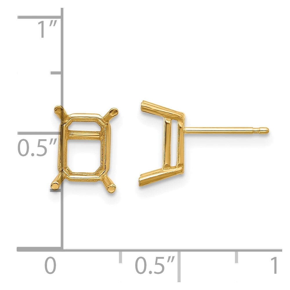 14k 8x6 Emerald Earring Mountings