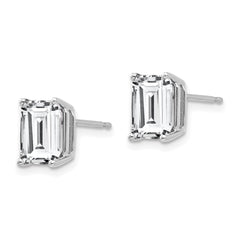 14k White Gold 8x6mm Radiant Cut Cubic Zirconia Earrings