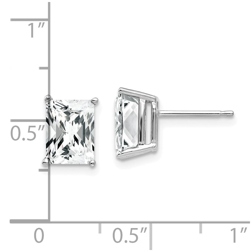 14k White Gold 8x6mm Radiant Cut Cubic Zirconia Earrings