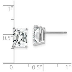 14k White Gold 8x6mm Radiant Cut Cubic Zirconia Earrings