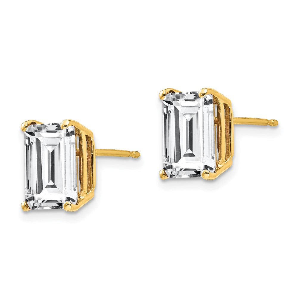 14k 9x7mm Emerald Cut Cubic Zirconia Earrings