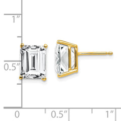 14k 9x7mm Emerald Cut Cubic Zirconia Earrings