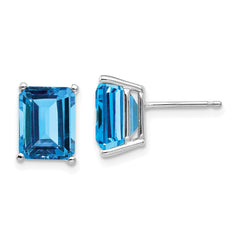 14k White Gold 9x7mm Emerald Earring Mountings