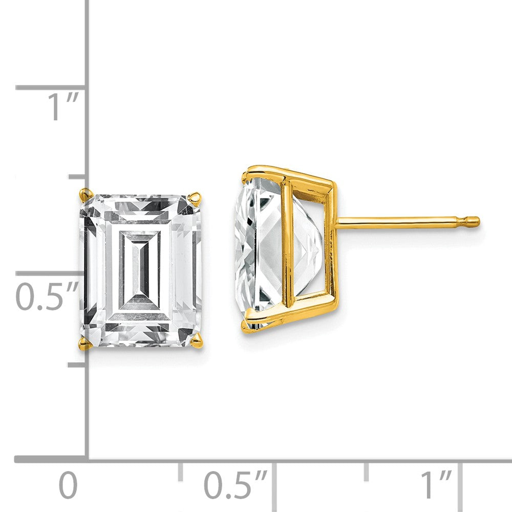 14k 10x8mm Emerald Cut Cubic Zirconia Earrings