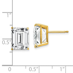 14k 10x8mm Emerald Cut Cubic Zirconia Earrings