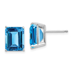 14k White Gold 10x8mm Emerald Earring Mountings