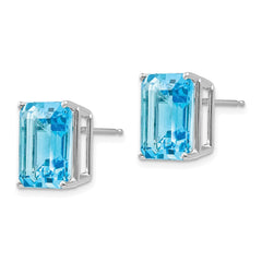14k White Gold 12x10mm Emerald Cut Earring Mounting