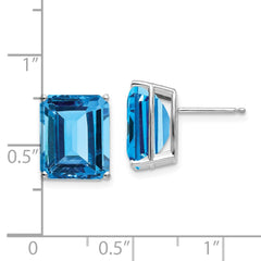 14k White Gold 12x10mm Emerald Cut Earring Mounting
