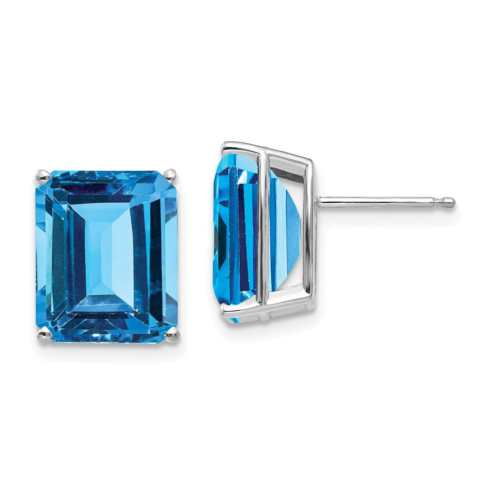 14k White Gold 12x10mm Emerald Cut Earring Mounting