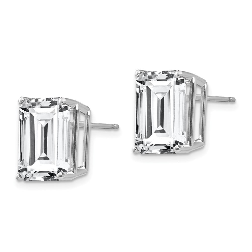 14k White Gold Emerald Cut Cubic Zirconia Stud Earrings