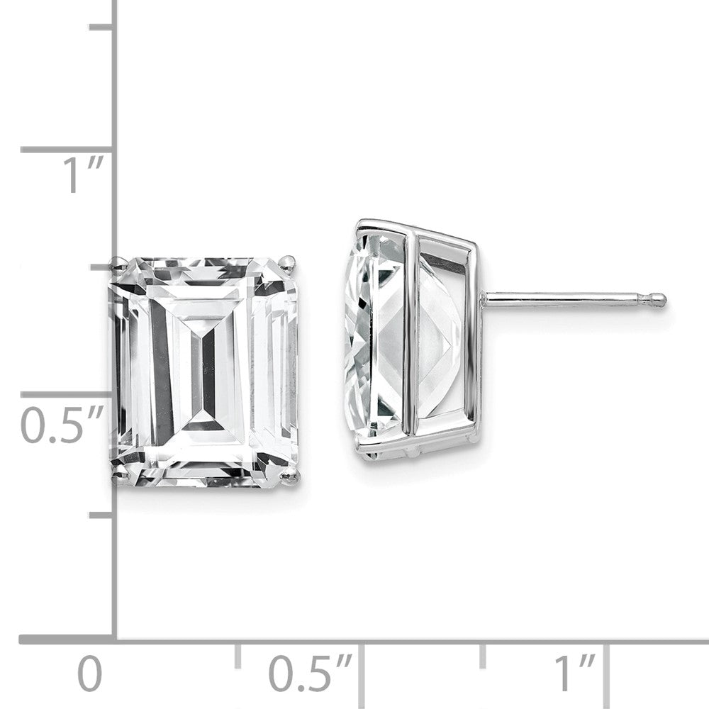 14k White Gold Emerald Cut Cubic Zirconia Stud Earrings