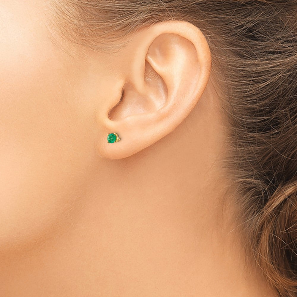 14k Emerald Post Earrings - 7