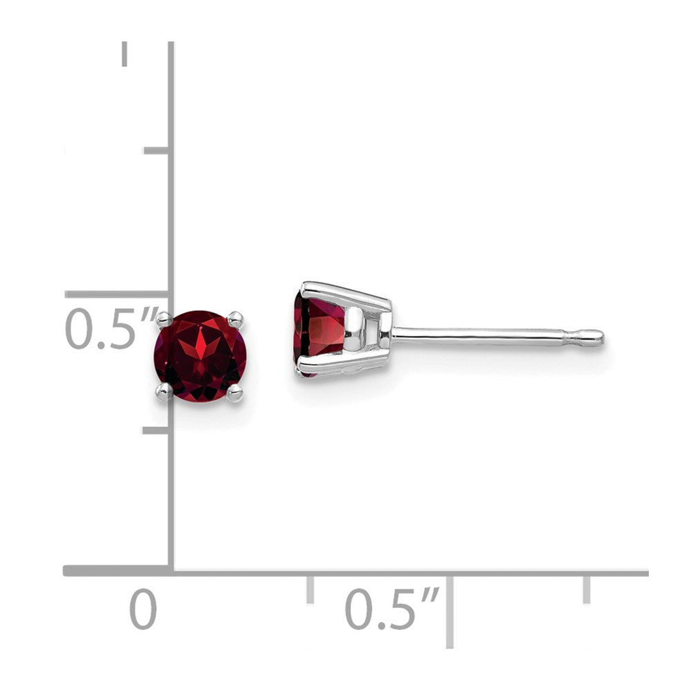 14k White Gold 4mm Garnet Earrings