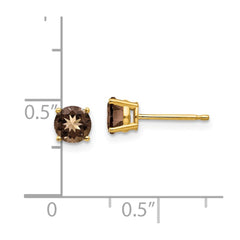 14k 5mm Round Smoky Quartz Earrings