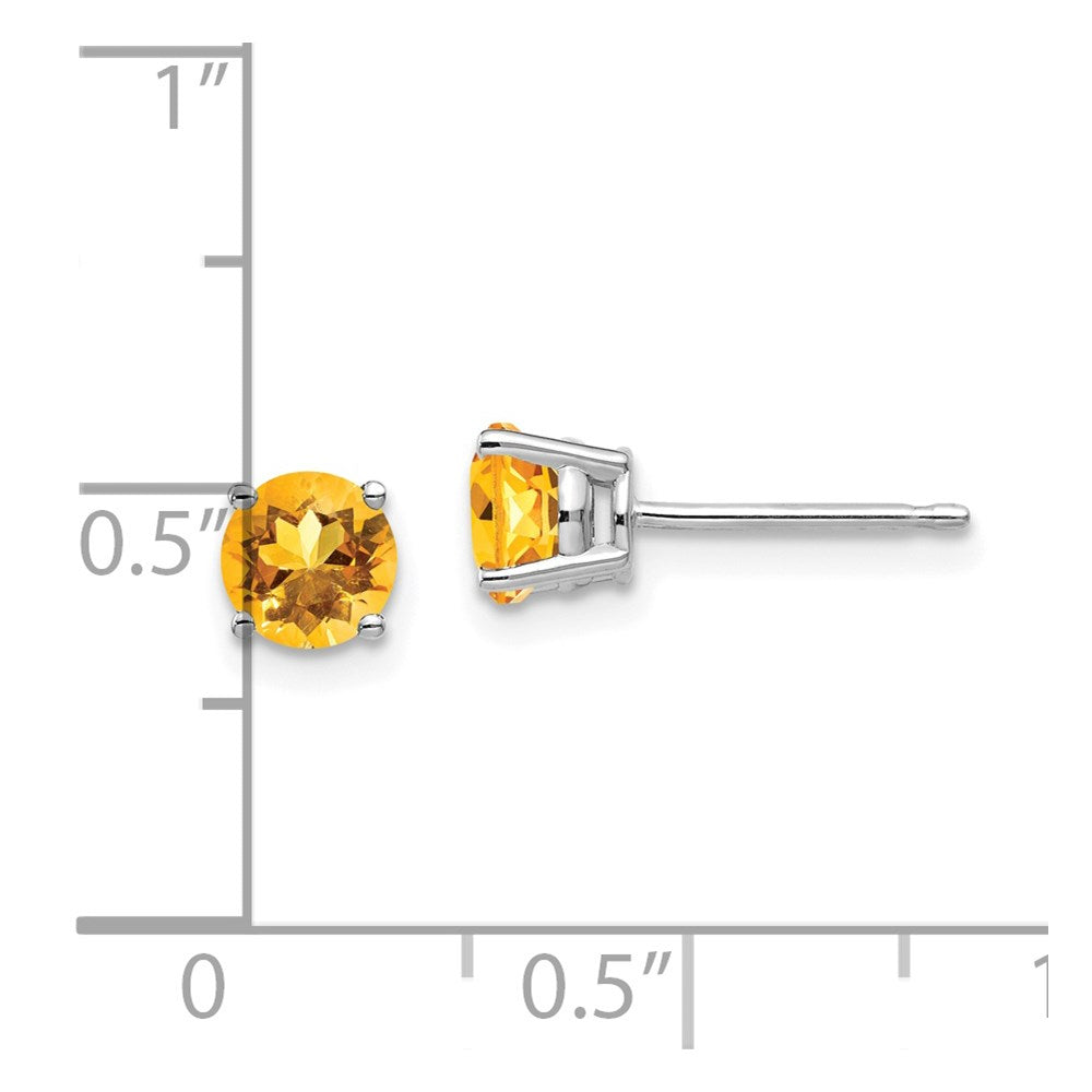 14k White Gold 5mm Citrine Earrings