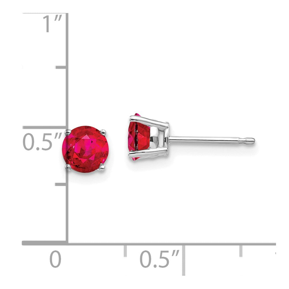 14k White Gold Ruby Earrings - 2