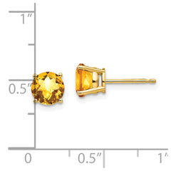 14k 6mm Citrine Checker Earrings