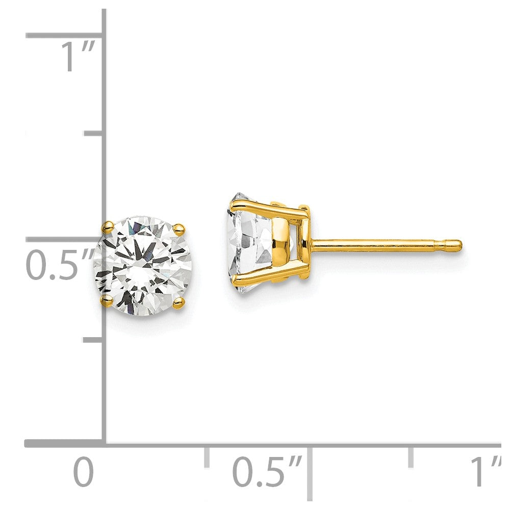 14k 6mm Cubic Zirconia Earrings