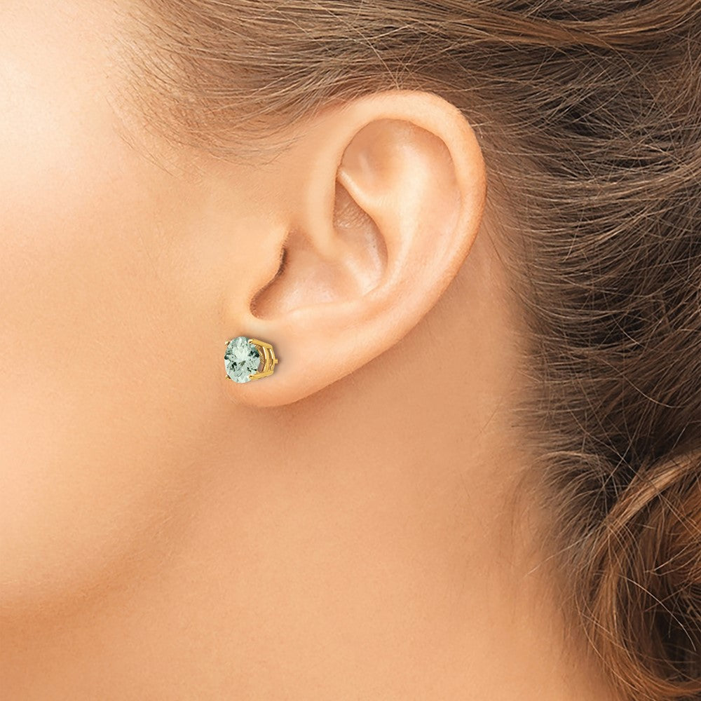 14k 7mm Round Green Quartz Earrings