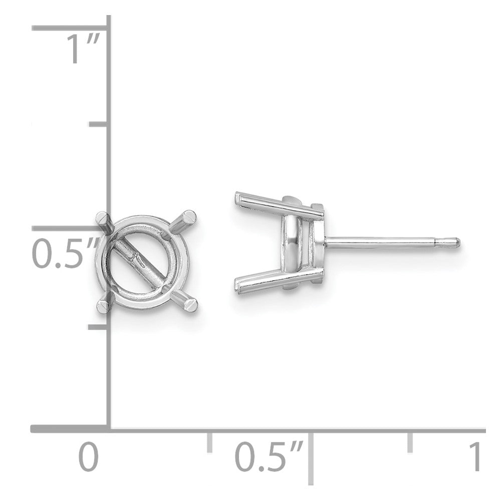 14k White Gold 7mm Round Earring Mounting