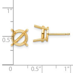 14ky Gold 8mm Round Earring Mountings