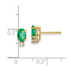 14k 6x4mm Oval Emerald AAA Diamond Earrings
