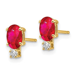 14k 6x4mm Oval Ruby VS Diamond Earrings