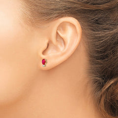 14k 6x4mm Oval Ruby VS Diamond Earrings