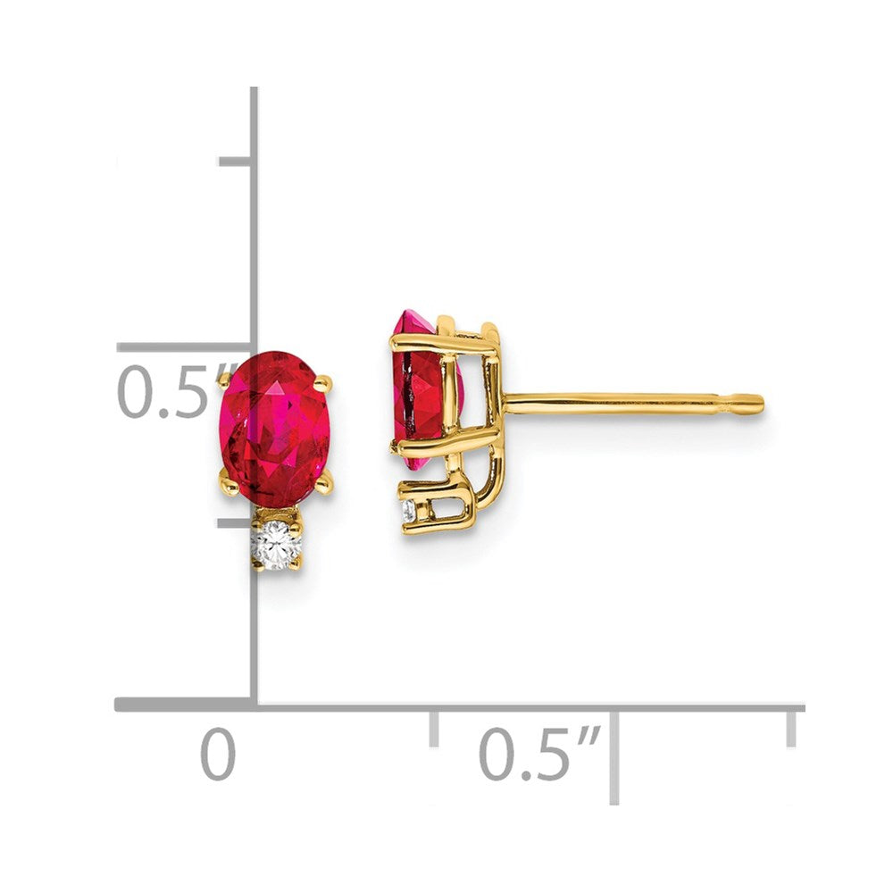 14k 6x4mm Oval Ruby VS Diamond Earrings