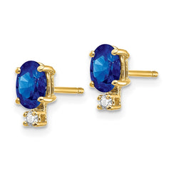 14k 6x4mm Oval Sapphire & AAA Diamond Earrings