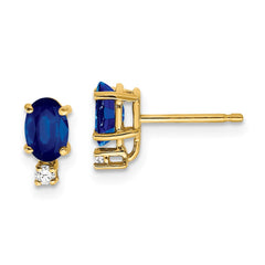 14k Sapphire Diamond Post Earrings