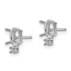 14k White Gold 6x4 Oval & Diamond Earring Mounting