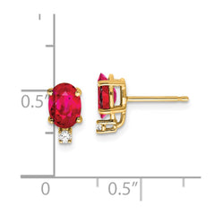 14k 7x5mm Oval Ruby A Diamond Earrings